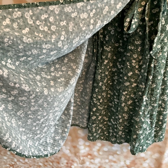 Universal Thread Green Floral Wrap Dress - Picture 6 of 9